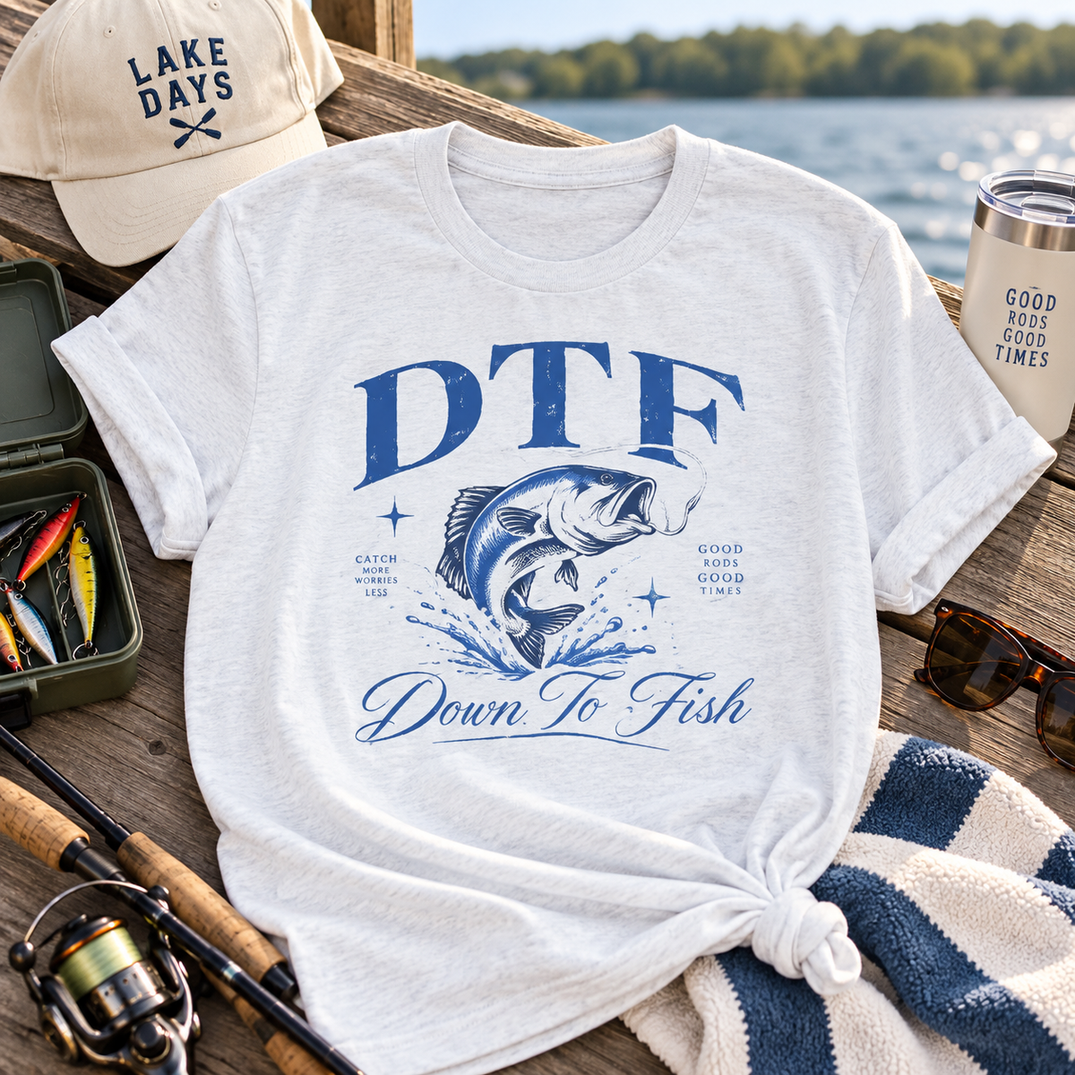 DTF Fishing Tee, Perfect for Anglers, Fishing Trip, Beach Day, Casual Wear, Gift for Fisherman