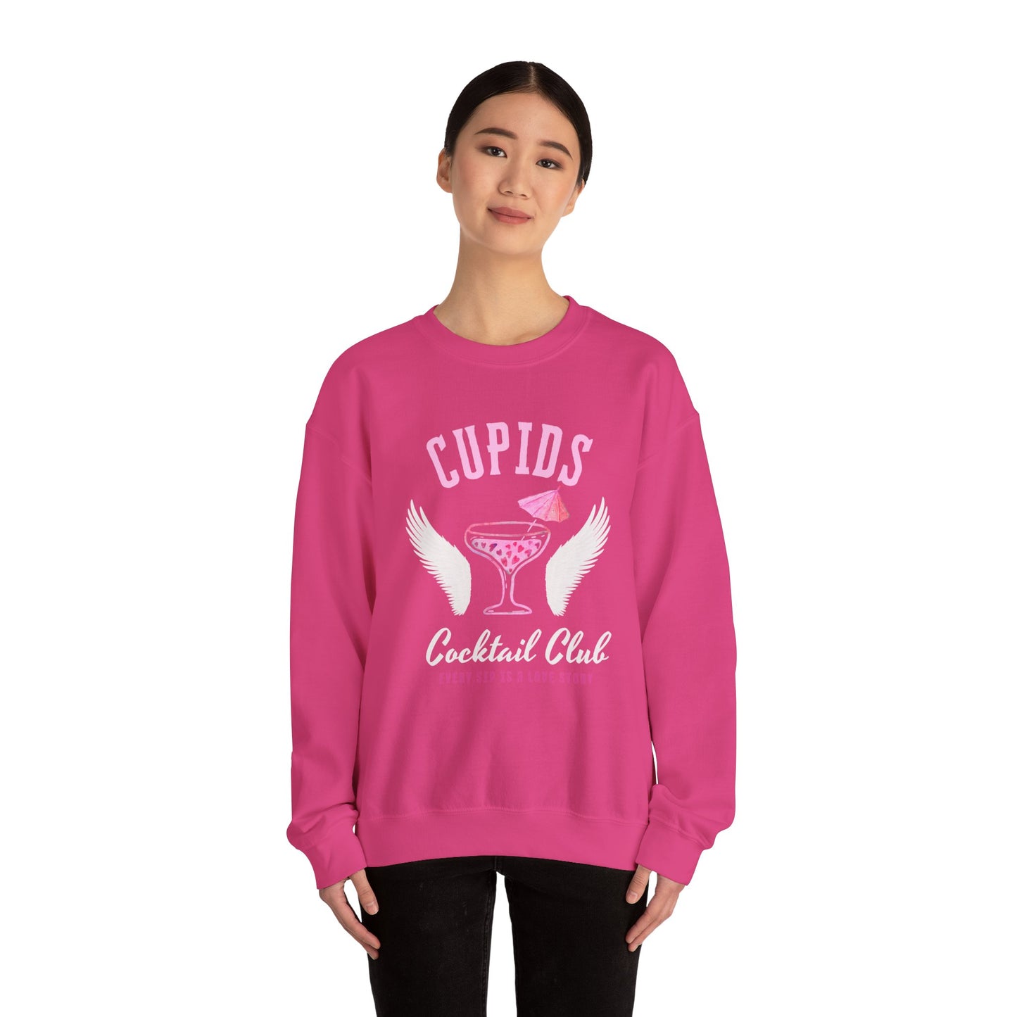Cupid's Cocktail Club Sweatshirt - Fun Gift for Valentine's Day, Cozy Lounge Wear, Bar Hopping, Couple's Night, Unique Party Apparel
