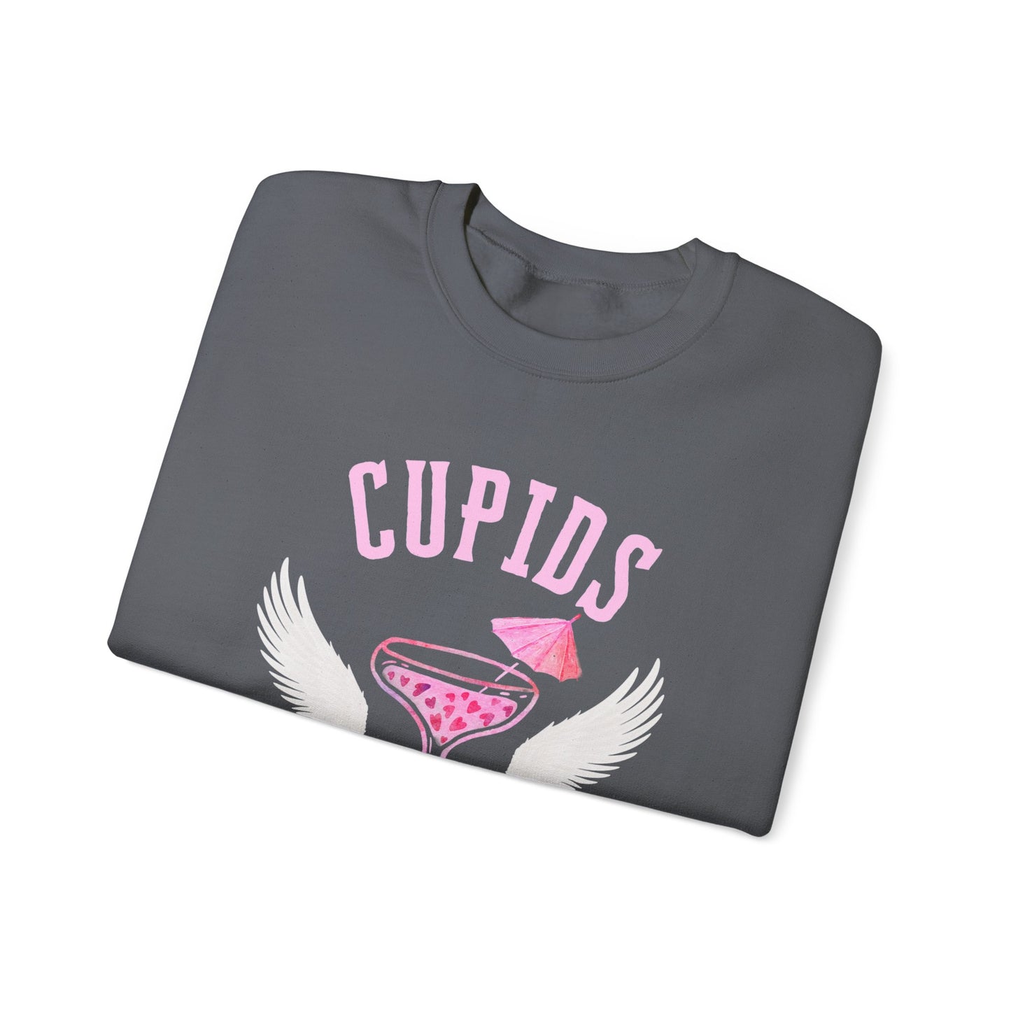 Cupid's Cocktail Club Sweatshirt - Fun Gift for Valentine's Day, Cozy Lounge Wear, Bar Hopping, Couple's Night, Unique Party Apparel