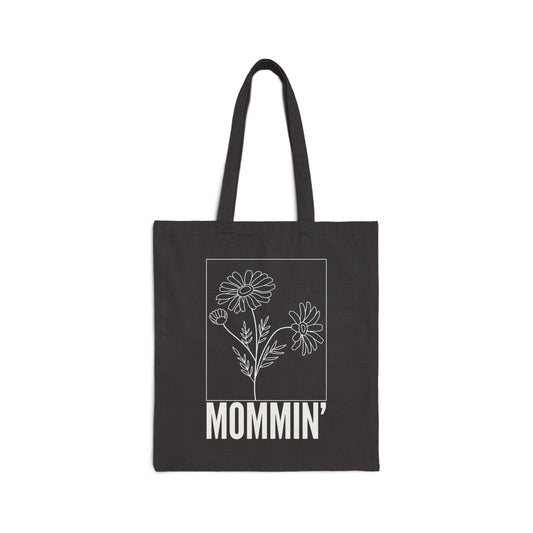 Mommin Cotton Canvas Tote Bag - Floral Design, Shopping Bag, Eco-Friendly Gift, Beach Tote, Mom Life Accessory, Perfect for Mothers Day