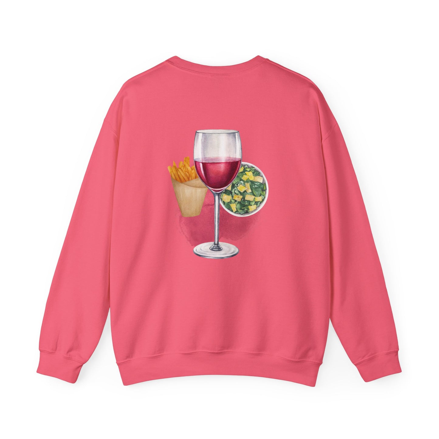 Foodie Lover French Fries Cesar Salad Red Wine Sweatshirt, Valentine's Day Gift, Crewneck Jumper, Unisex Pullover, Food Lover Apparel