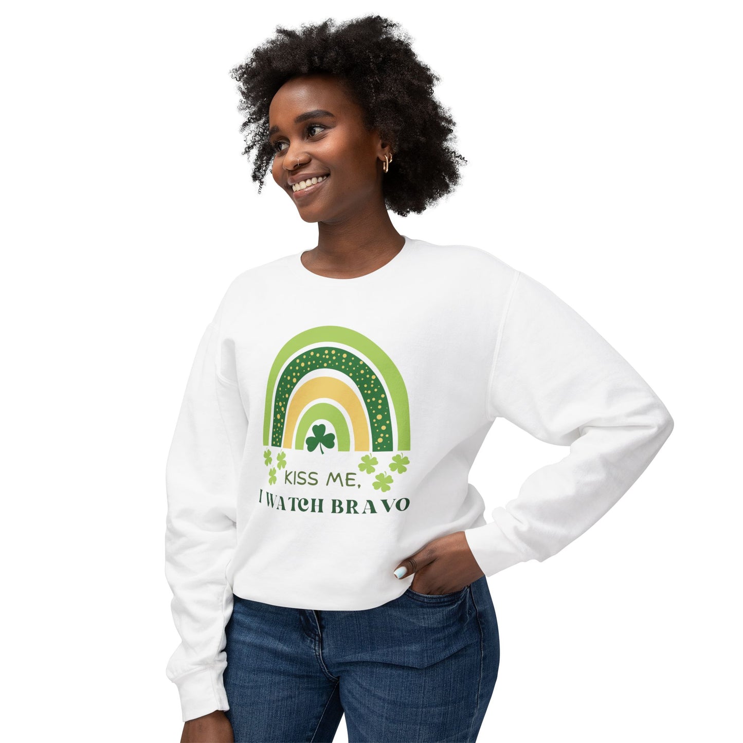 Bravo St Patrick's Day Lightweight Crewneck Sweatshirt - Bravo Lover, Reality TV, Andy Cohen, St Patty's Day, Unisex Sweatshirt
