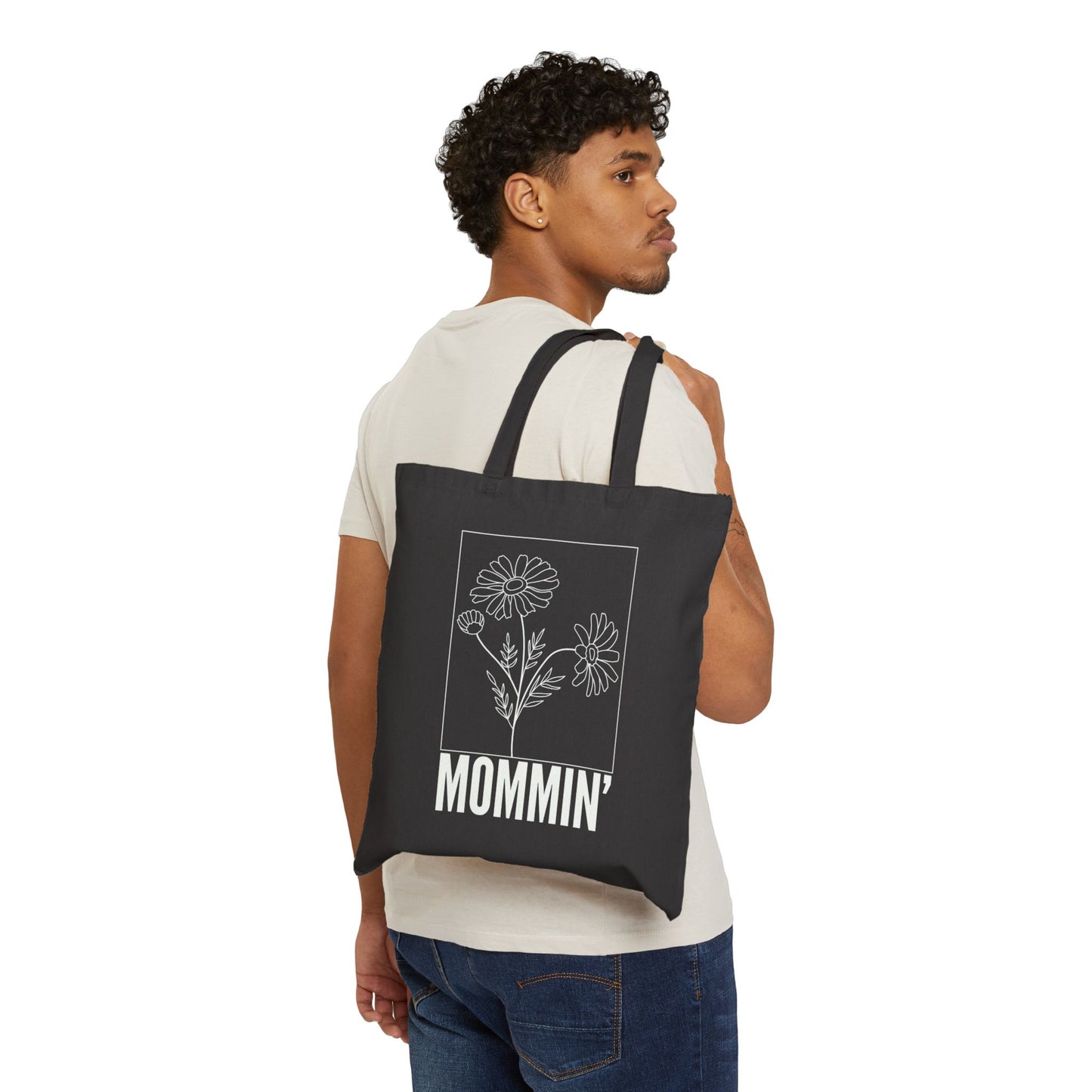 Mommin Cotton Canvas Tote Bag - Floral Design, Shopping Bag, Eco-Friendly Gift, Beach Tote, Mom Life Accessory, Perfect for Mothers Day