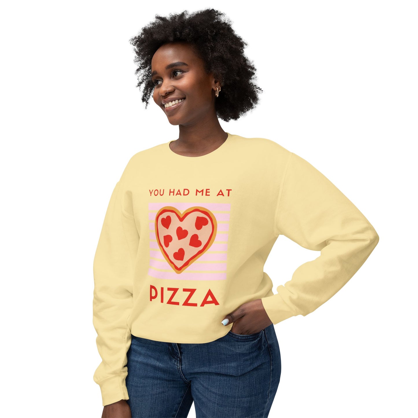 You Had Me at Pizza Sweatshirt, Cute Pizza Shirt, Foodie Gift, Valentine's Day Apparel, Cozy Crewneck