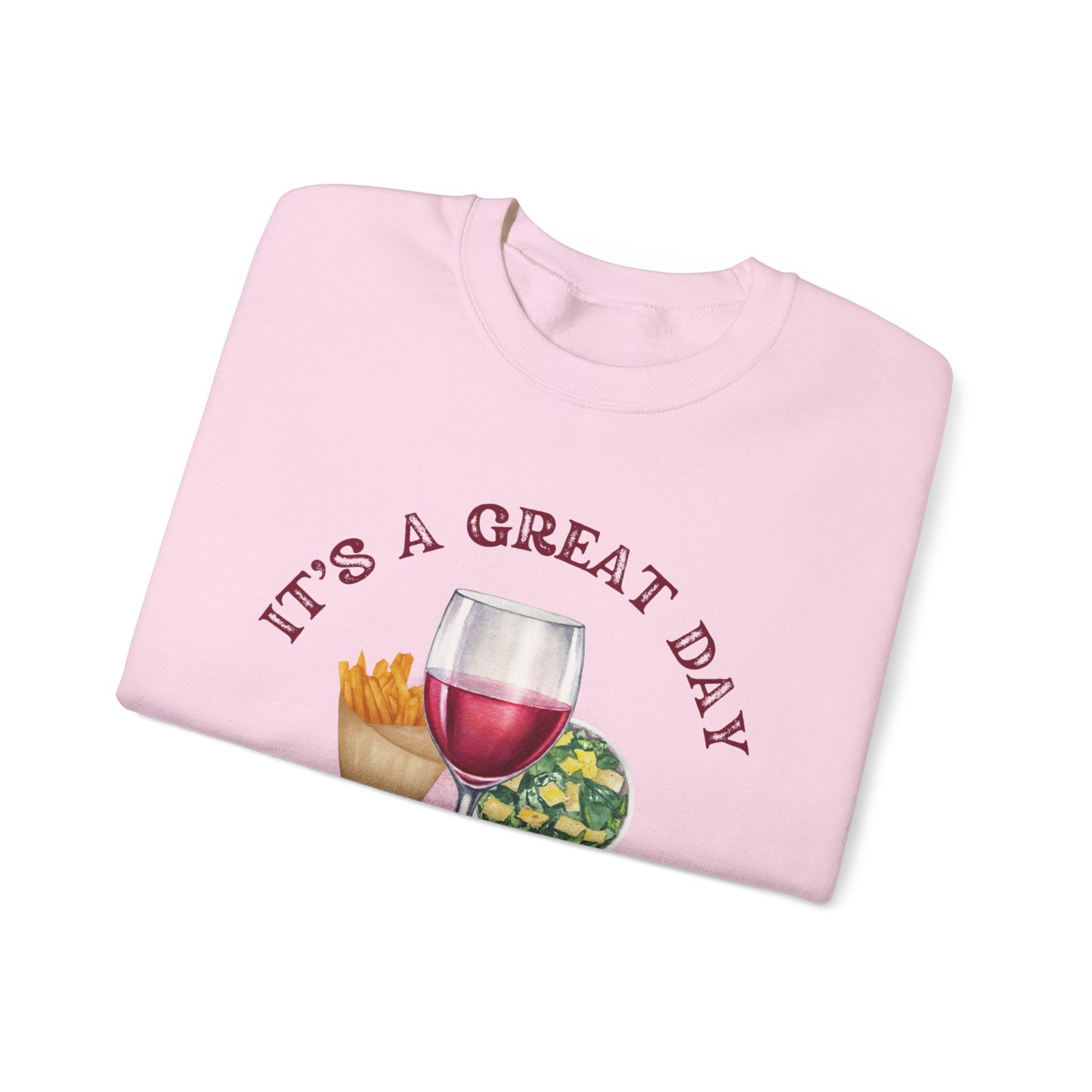 Girls Dinner French Fries Cesar Salad Red Wine Sweatshirt - Perfect for Girls Nights, Wine Lovers, Cozy Gatherings, Foodies, Valentine's Day