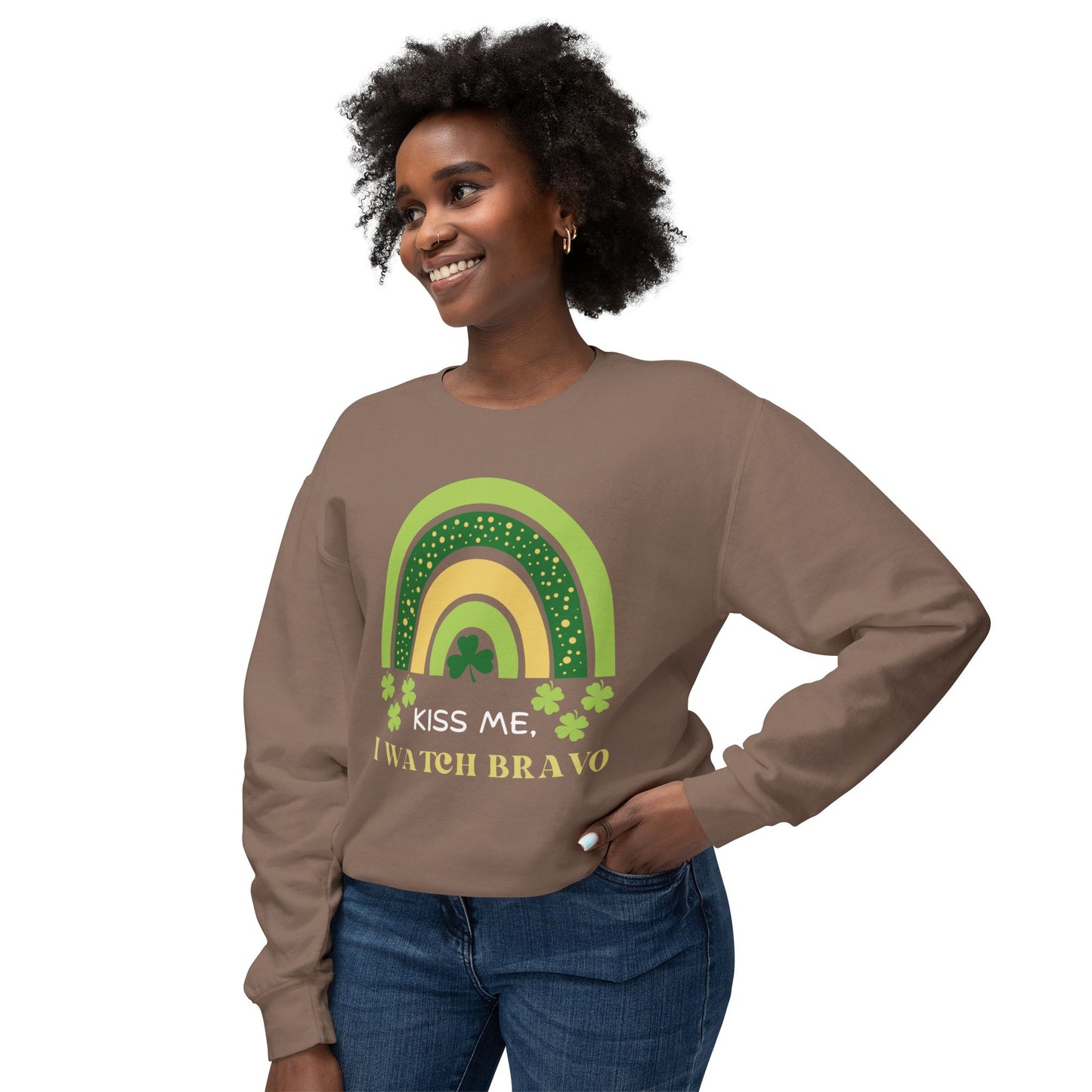 Bravo St Patrick's Day Lightweight Crewneck Sweatshirt - Bravo Lover, Reality TV, Andy Cohen, St Patty's Day, Unisex Sweatshirt