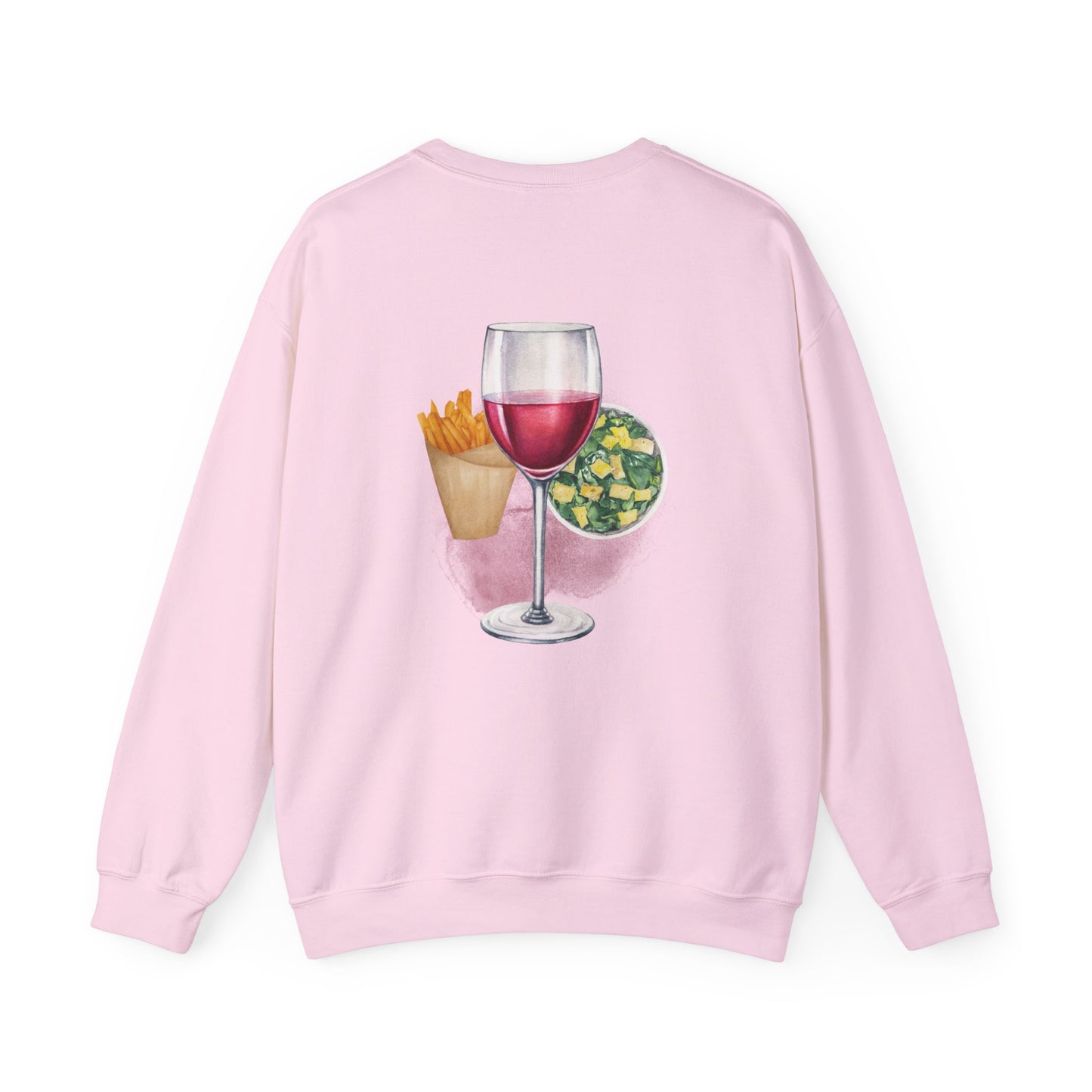 Foodie Lover French Fries Cesar Salad Red Wine Sweatshirt, Valentine's Day Gift, Crewneck Jumper, Unisex Pullover, Food Lover Apparel