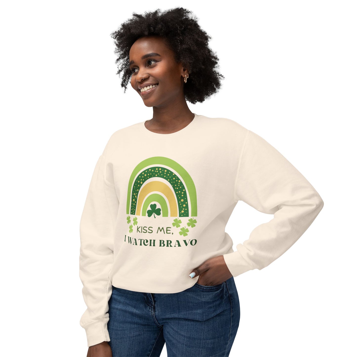 Bravo St Patrick's Day Lightweight Crewneck Sweatshirt - Bravo Lover, Reality TV, Andy Cohen, St Patty's Day, Unisex Sweatshirt