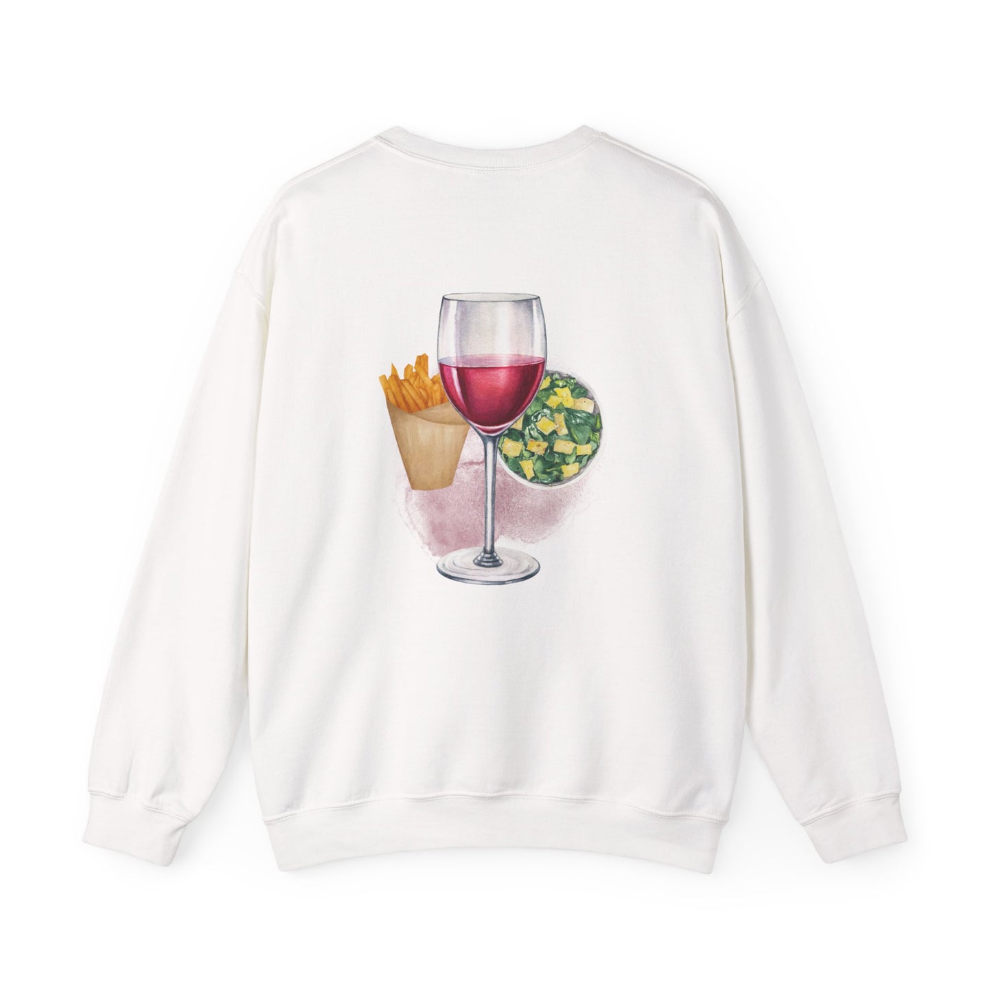Foodie Lover French Fries Cesar Salad Red Wine Sweatshirt, Valentine's Day Gift, Crewneck Jumper, Unisex Pullover, Food Lover Apparel