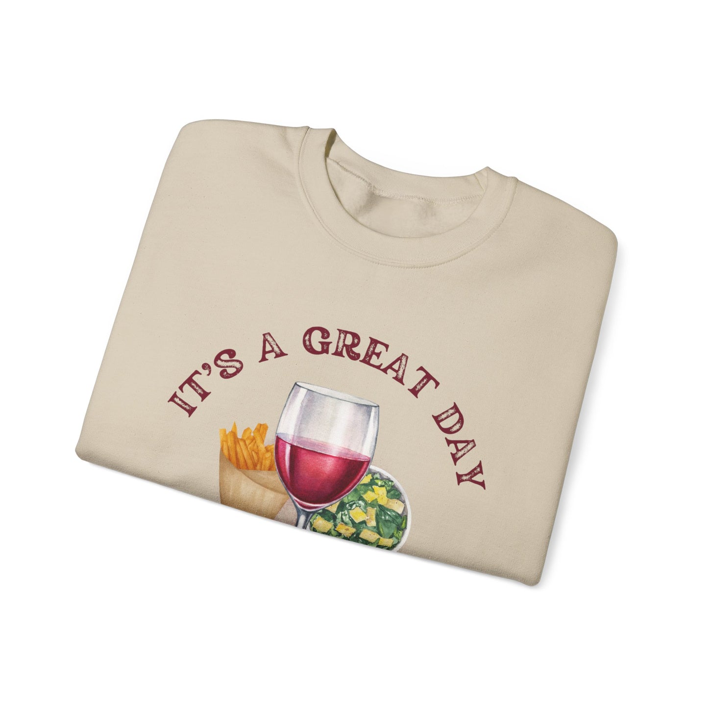 Girls Dinner French Fries Cesar Salad Red Wine Sweatshirt - Perfect for Girls Nights, Wine Lovers, Cozy Gatherings, Foodies, Valentine's Day