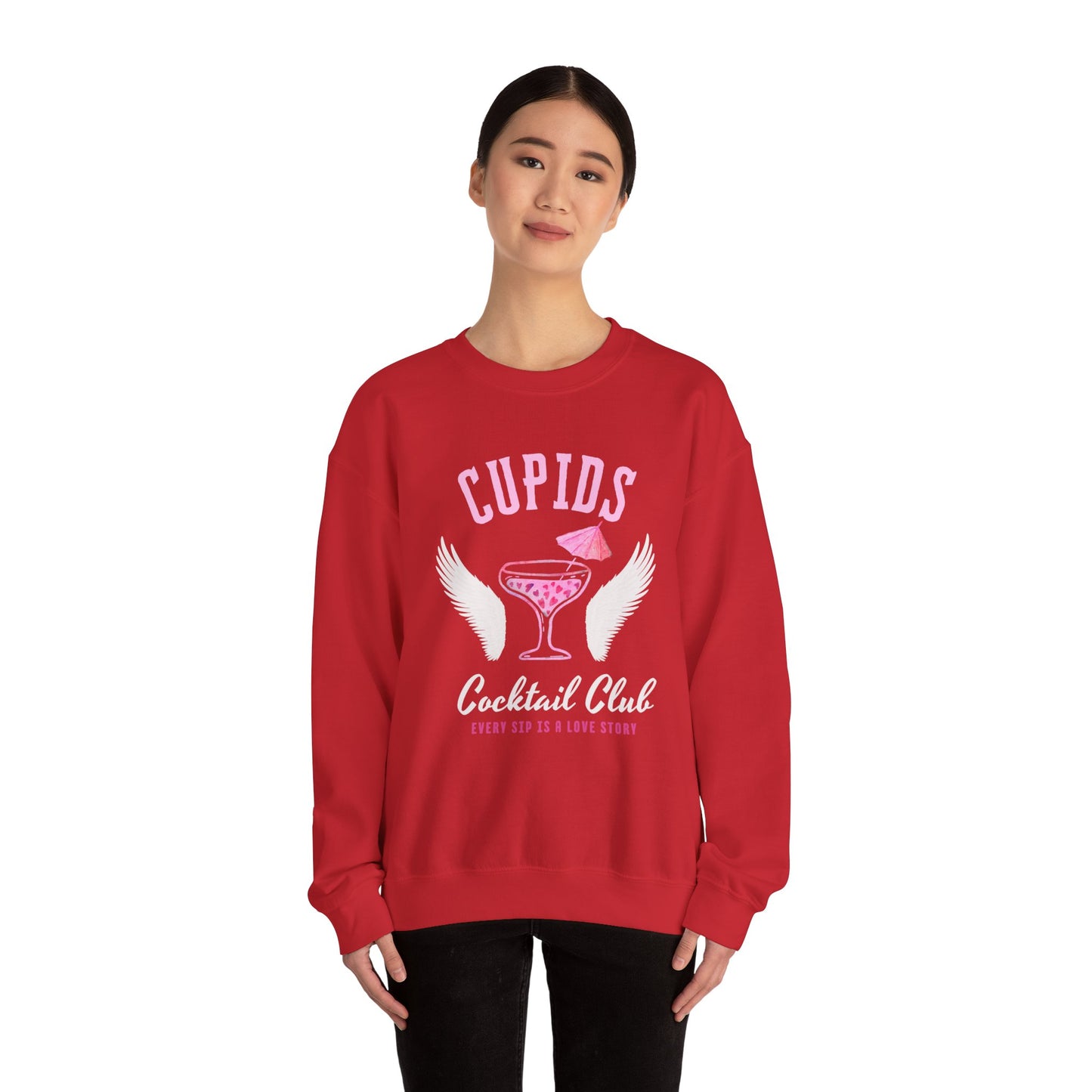 Cupid's Cocktail Club Sweatshirt - Fun Gift for Valentine's Day, Cozy Lounge Wear, Bar Hopping, Couple's Night, Unique Party Apparel