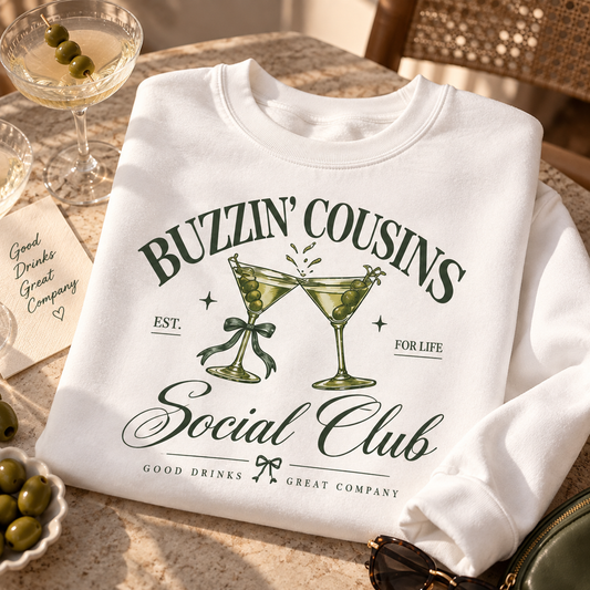 Buzzin' Cousins Social Club Sweatshirt, Real Housewives RHOSLC Quote, Unisex Crewneck Pullover, Bravo Fan Gift, Heather Gay, Whitney