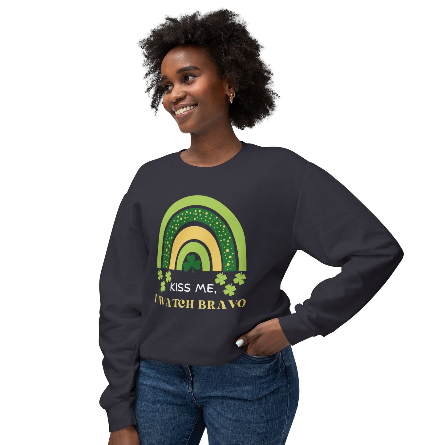 Bravo St Patrick's Day Lightweight Crewneck Sweatshirt - Bravo Lover, Reality TV, Andy Cohen, St Patty's Day, Unisex Sweatshirt