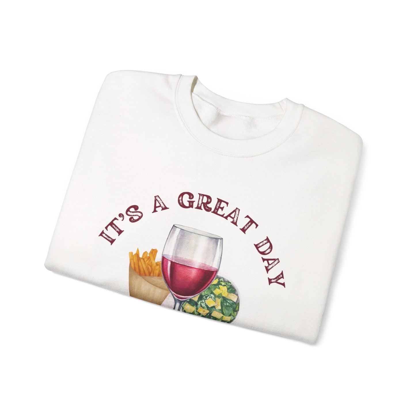 Girls Dinner French Fries Cesar Salad Red Wine Sweatshirt - Perfect for Girls Nights, Wine Lovers, Cozy Gatherings, Foodies, Valentine's Day