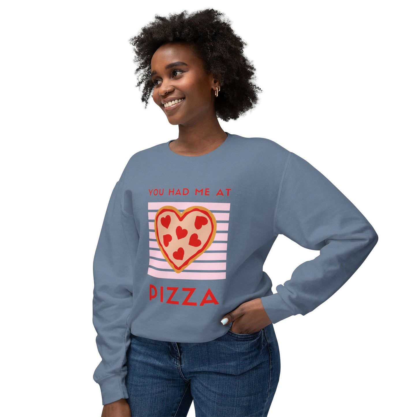 You Had Me at Pizza Sweatshirt, Cute Pizza Shirt, Foodie Gift, Valentine's Day Apparel, Cozy Crewneck