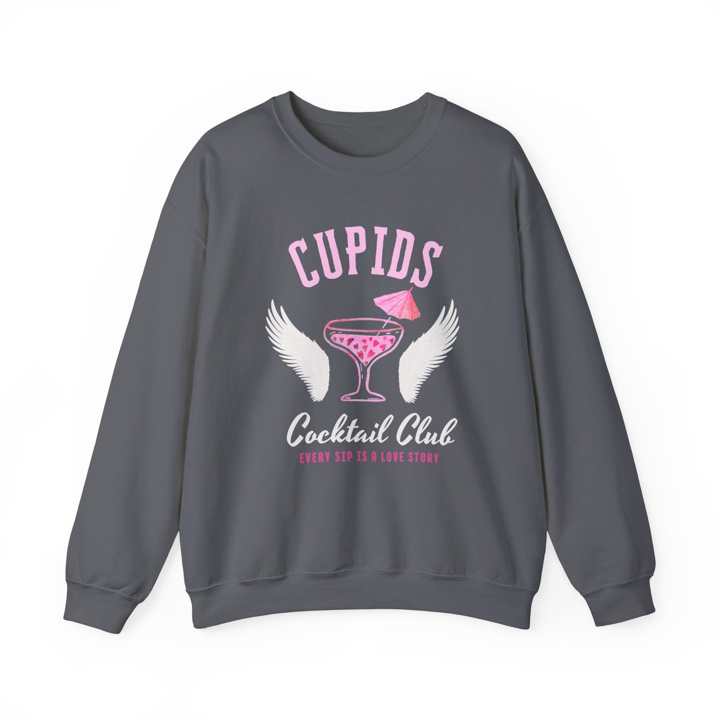 Cupid's Cocktail Club Sweatshirt - Fun Gift for Valentine's Day, Cozy Lounge Wear, Bar Hopping, Couple's Night, Unique Party Apparel