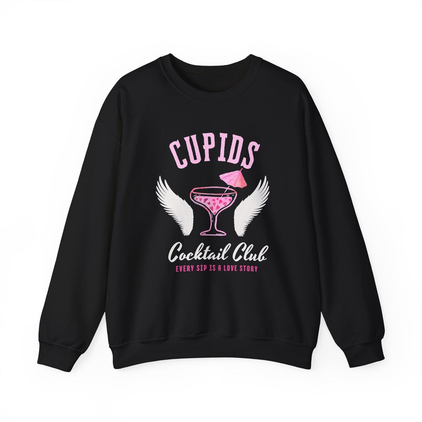 Cupid's Cocktail Club Sweatshirt - Fun Gift for Valentine's Day, Cozy Lounge Wear, Bar Hopping, Couple's Night, Unique Party Apparel