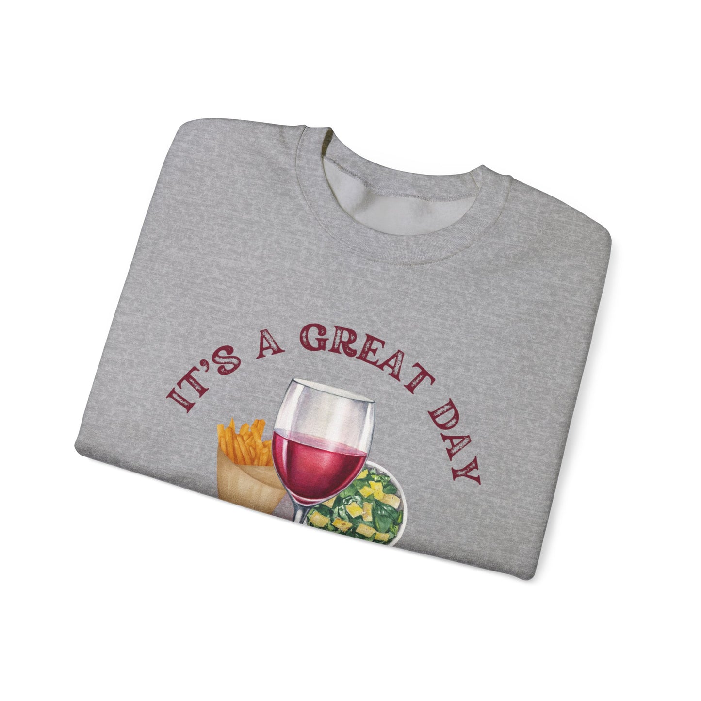 Girls Dinner French Fries Cesar Salad Red Wine Sweatshirt - Perfect for Girls Nights, Wine Lovers, Cozy Gatherings, Foodies, Valentine's Day